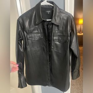Tahari faux leather button up jacket